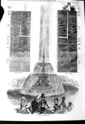Original Old Antique Print 1845 Fountain Trafalgar Square London 19th
