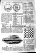 Original Old Antique Print 1845 Queen River Steamer Fairy Nelson Medal Gr 19th