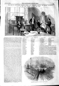Original Old Antique Print 1845 Electric Telegraph Western Railway Elms Station