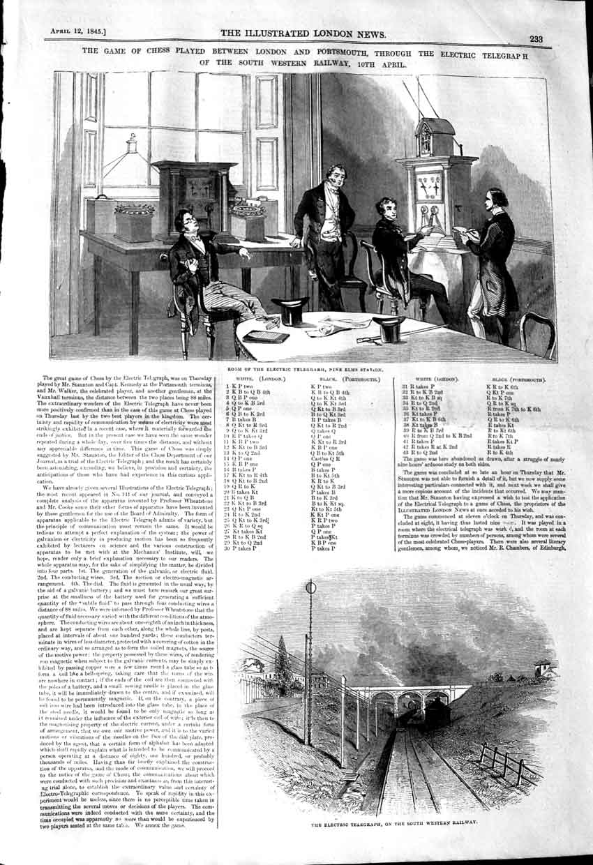 Original Old Antique Print 1845 Electric Telegraph Western Railway Elms Station