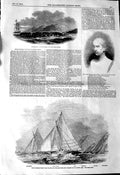 Old Antique Print 1845 Slave Ship Congo River Yacht Club Blue Belle Ino 19th