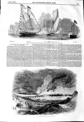 Original Old Antique Print 1845 Fire Pittsburgh Royal Yacht Esmeralda Rose Jane