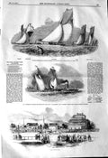 Original Old Antique Print 1845 Royal Thames Yacht Vixen Shrewsbury Hors 19th
