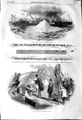 Original Old Antique Print 1845 Limehouse Reach Whiting Shoal Galvanic Battery