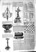 Old Antique Print 1845 Iron Fountain Chandelier Warwick Vase Woolwich Gun 19th