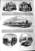 Old Antique Print 1845 Thrapston Railway Station Oundle Northampton Nene 19th