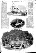 Old Antique Print 1845 Great Britain Steam Ship Firework Temple Vauxhall 19th
