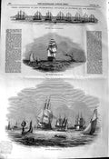 Original Old Antique Print 1845 War Ships Spithead Motherbank Superb Sailing