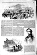 Original Old Antique Print 1845 Grand Review Hyde Park London Baroilhet Siers