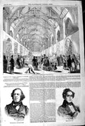 Old Antique Print 1845 Exhibition Cartoon Westminster Hall Wade Meyerbeer 19th