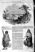 Original Old Antique Print 1845 Korkorarika Beach New Zealand Peace-Maker Chief