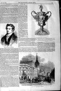Original Old Antique Print 1845 Viscount Canterbury Silver Vase Sale Lothbury