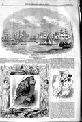 Original Old Antique Print 1845 Queen Ships Battle Trafalgar Nelson Coat Wa 19th