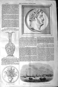 Original Old Antique Print 1845 Medallion Louis Philippe Bragg Vase Yach 19th