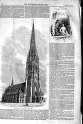 Original Old Antique Print 1845 Church St. Nicholas Hamburg Otello Opera Box