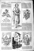 Original Old Antique Print 1845 Statue Beethoven Bonn Sacred Music S Victorian