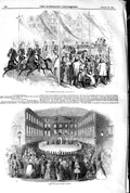 Old Antique Print 1845 Great Military Concert Bruhl Queen Cologne Horses 19th