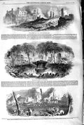 Original Old Antique Print 1845 Broad Street New York Bowling Green Broadway