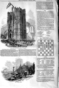 Original Old Antique Print 1845 Majesty Queen Cathedral Cologne Bayen Thurm