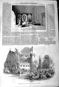 Original Old Antique Print 1845 Luther Bed Room Citadel Coburg Rosenau Prince