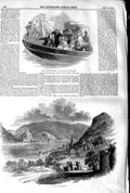Original Old Antique Print 1845 Majesty Steamer Fairy Rhine St. Goar Mo 19th