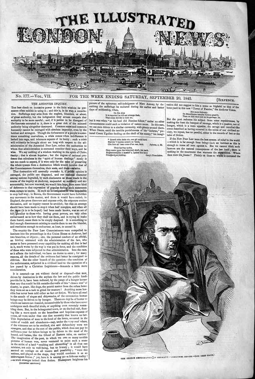 Original Old Antique Print 1845 Johannes Ronge Second Reformation Germany 19th