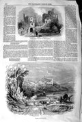 Original Old Antique Print 1845 Arundel Castle Tow Keep Norman Gateway 19th