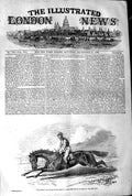Original Old Antique Print 1845 Baron Horse Winner Great St. Leger Jockey Sport