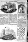 Original Old Antique Print 1845 Church Trinity Paddington Maitland Ship 19th