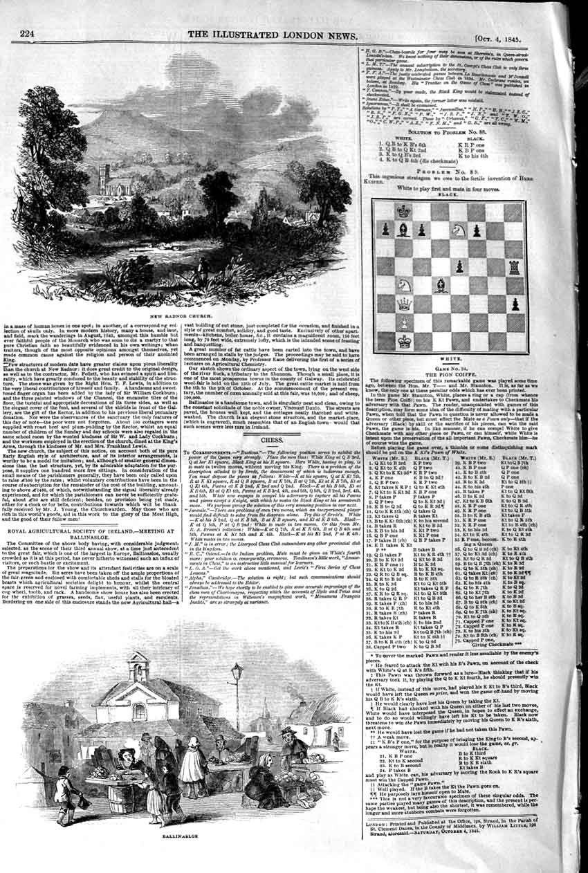 Original Old Antique Print 1845 Radnor Church Ball 19th Century