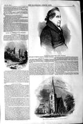 Original Old Antique Print 1845 Earl Spencer Church Swindon Framlingham Castle