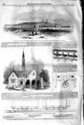 Original Old Antique Print 1845 Croydon Atmospheric Railway Samuda Carriages