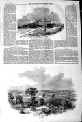 Original Old Antique Print 1845 Great Western Railway Swindon Statio Victorian