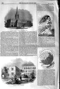 Old Antique Print 1845 German Hospital Grounds Paul'S Cathedral Calcutta 19th