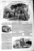 Original Old Antique Print 1845 Horn Fair Charlton Iffley Church Leeds Victorian