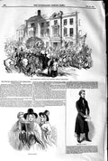 Old Antique Print 1845 Cymreigyddion Festival Abergavenny Price Harpers 19th