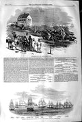 Old Antique Print 1845 Newmarket Horse Races Ships Argentine Brig Comus 19th