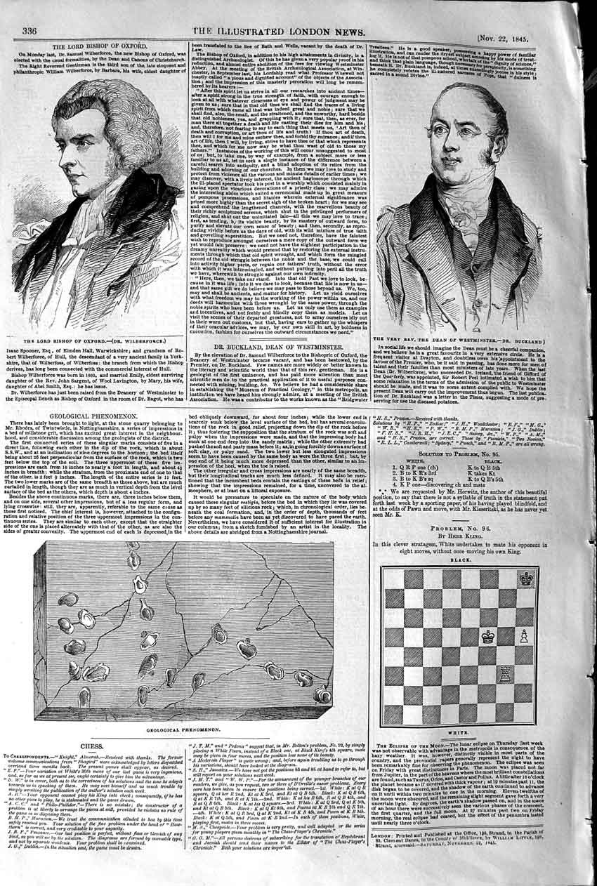 Old Antique Print 1845 Rev. Dean Westminster Lord Bishop Oxford Geology 19th