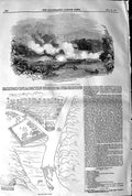 Original Old Antique Print 1845 British Admiral Attack Borneo Pirates P 19th
