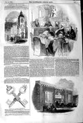 Original Old Antique Print 1845 Cowes Confirmation Bishop Oxford Benet'S Fink