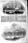 Old Antique Print 1845 Rangoon Port Birman Empire British Museum Exterior 19th