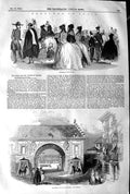 Original Old Antique Print 1845 Spain Costumes Prado Royal Palace Armeria 19th