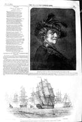 Old Antique Print 1845 Duke Constantine Russia Ship Queen Rembrandt Paris 19th