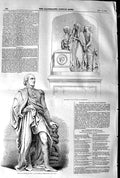 Original Old Antique Print 1845 Monument Alison Statue Lord Collingwood Ne 19th