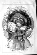 Old Antique Print 1845 Merry Christmas Message Man Bottle Tankard Meadows 19th