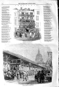 Original Old Antique Print 1845 Christmas Newgate Market Poulterer'S Lea 19th