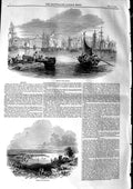 Original Old Antique Print 1846 View Harbour Trieste Ships Austrian Littora