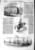 Old Antique Print 1846 Trieste Hotel Napoleon Mameluke French Ships Plate 19th