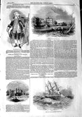 Old Antique Print 1846 Abberley Hall Worcestershire Ship Dutch Indiaman 19th
