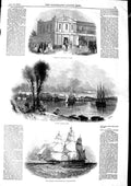 Original Old Antique Print 1846 Sydney Council Australia Ship Massachusetts